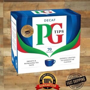 PG Tips Decaf Black Tea 70-count Tea Bags, Pack of 1, Expires 11/2026